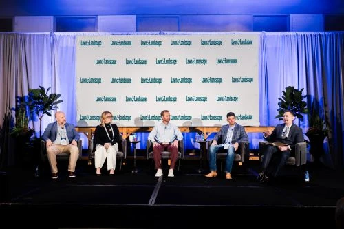 Speakers on stage at the 2025 Lawn & Landscape Business Builders Summit